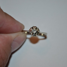 INEL AUR alb 18K + Diamant = 0.10ct. - Model Solitaire - De logodna - 2.8g. !