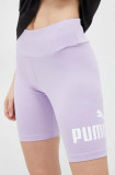 Cumpara ieftin Puma pantaloni scurți femei, culoarea violet, cu imprimeu, high waist 848347.