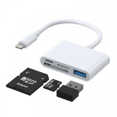 Adaptor OTG Lightning - USB-A / SD / microSD Joyroom S-H142, Alb