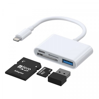 Adaptor OTG Lightning - USB-A / SD / microSD Joyroom S-H142, Alb foto