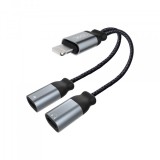 Adaptor Audio Lightning - 2 x Lightning XO Design NB-R160A, 0.12m, Gri, Apple