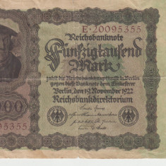 M1 - Bancnota foarte veche - Germania - 50000 marci - 1922