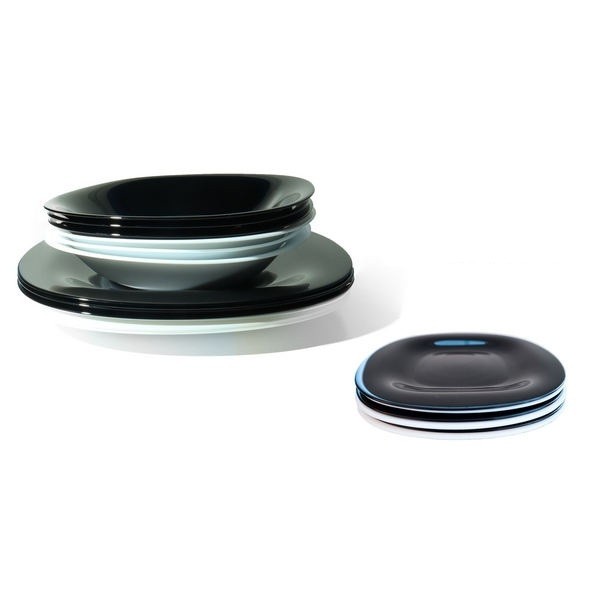 Set de masa CARINE 18 piese, alb-negru, farfurii, decor elegant pentru masa Handy KitchenServ