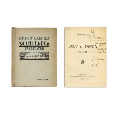 Perpessicius, Scut și targă. Poesii, 1926, cu dedicație pentru I. Bianu foto