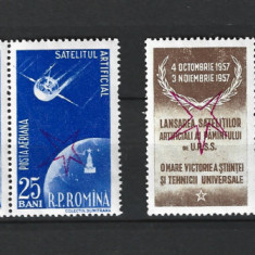 ROMANIA 1958-SATELITII ARTIFICIALI (SUPRATIPAR RASTURNAT) TRIPTIC - LP 459c(1)