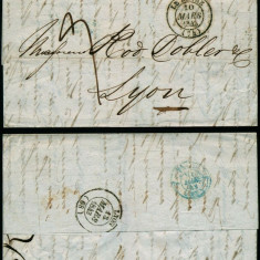 France 1843 Postal History Rare Stampless Cover + Content Le Havre Lyon D.1074