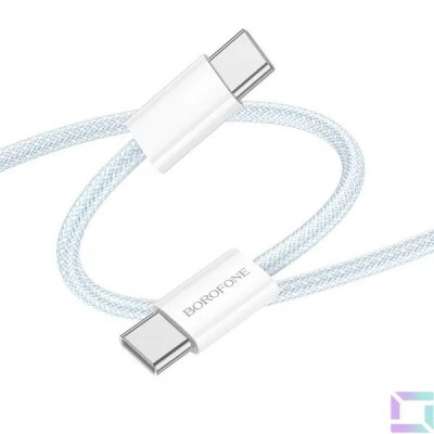 CABLU alimentare si date Borofone &amp;quot;BX103&amp;quot;, Fast Charging Data Cable pt. smartphone, USB Type-C la USB Type-C 60W, 1m, alb &amp;quot;6941991109492&amp;quot; (timbru verd foto