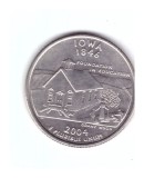 Moneda SUA 25 centi/quarter dollar 2004 D, Iowa 1846, stare foarte buna