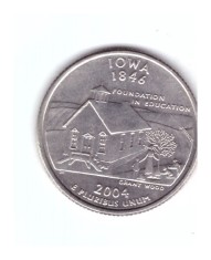 Moneda SUA 25 centi/quarter dollar 2004 D, Iowa 1846, stare foarte buna
