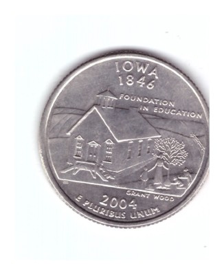 Moneda SUA 25 centi/quarter dollar 2004 D, Iowa 1846, stare foarte buna foto