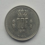 Luxemburg 10 Francs 1971 km # 57 moneda nichel