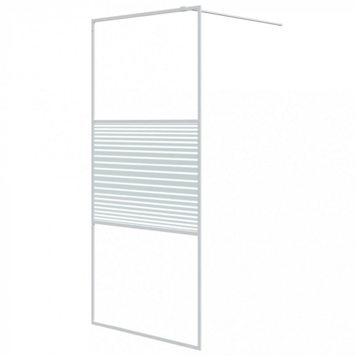 Perete de dus walk-in, alb, 90x195 cm, sticla ESG transparenta