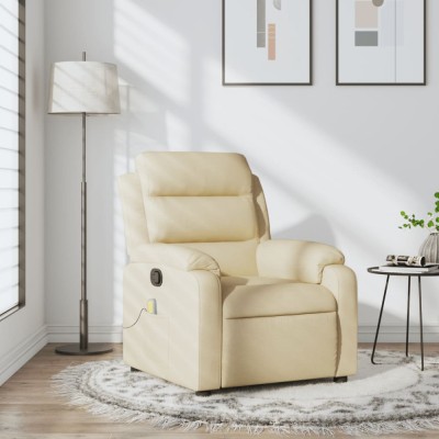 Gossi fotoliu rabatabil de masaj, crem, material textil foto