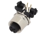 Conector M12, soclu mamă, 4 pini, IP67, unghi 90&deg;