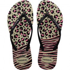 Havaianas slapi SLIM ANIMALS femei, culoarea negru, cu toc plat, 4147964.0006