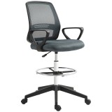 Vinsetto Scaun de birou ergonomic cu brațe și inel reglabil pentru picioare, plasă gri | Aosom Romania
