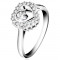 Inel din argint 925 placat cu rodiu, contur transparent de inimă cu un zirconiu rotund &icirc;n interior - Marime inel: 50