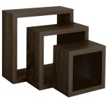 Set rafturi decor/depozitare, Patrat, Mdf, Cafeniu, 22x10x22 cm, 17x8x17 cm, 12x9x12 cm, Oem