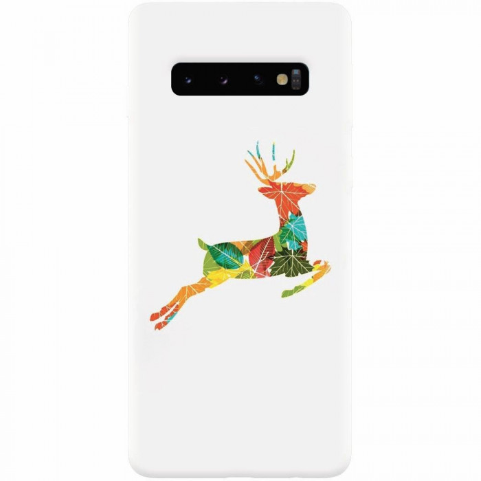 Husa silicon pentru Samsung Galaxy S10 Plus, Colorful Reindeer Jump Illustration
