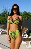 SW2139-9912 Costum de baie in doua piese cu imprimeu sarpe si decupaje, S, Ally Swimwear