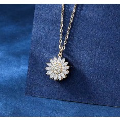 Colier Pandantiv Rotativ Floarea-Soarelui, Argint 925, AURIU - ALCA Fine Jewelry