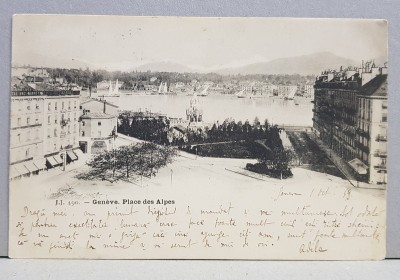 ADELA XENOPOL CATRE A.D. XENOPOL , CARTE POSTALA ILUSTRATA , GENEVA , PIATA ALPILOR , CIRCULATA , CLASICA , DATATA 1899 foto