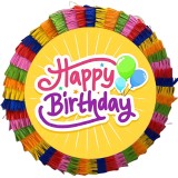Pinata pentru petreceri, 35 cm, multicolora, model Happy Birthday, cu umplutura de jucarii pentru 15 copii