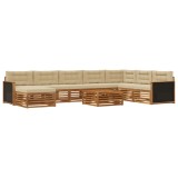 vidaXL Set de canapele de exterior cu pernă 9 pcs Natural și Bej 3383736