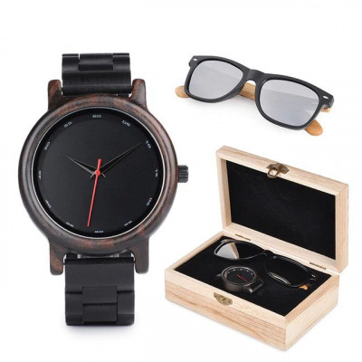 Set ceas din lemn Bobo Bird P10 si ochelari de soare din lemn foto