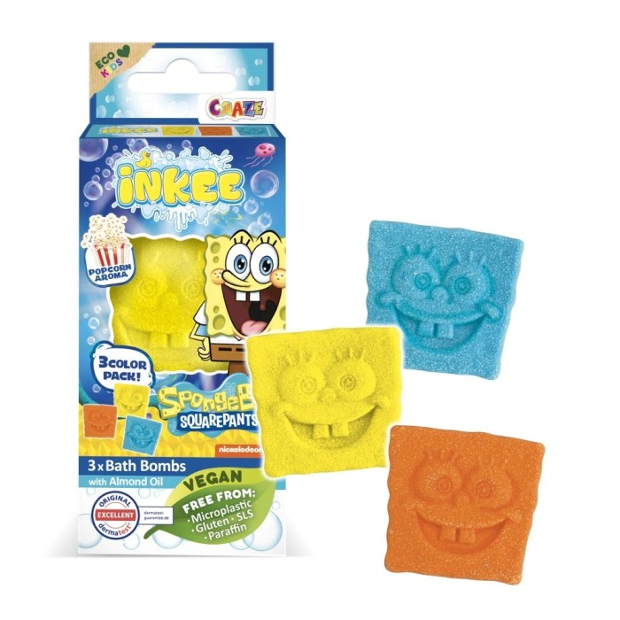 Craze - Bombe de baie Inkee 3 buc asortate in forma de SpongeBob