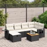 Cumpara ieftin Set canapele de grădină cu perne, 7 piese, negru, poliratan
