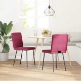 Set 2 Scaune Bucatarie Gossi, Catifea Rosu Vin, Cadru Metal/Lemn, 45x54x83 cm, Confortabile, Design Elegant