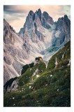Tablou Canvas, "Munții &icirc;nvăluiți &icirc;n lumina apusului", Majestic, Rugged, Towering, Serene, Verdant, Picturesque, Stark, Breathtaking, 26 x 39 cm, CMCLA