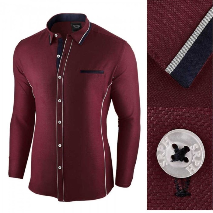 Camasa pentru barbati, visiniu, slim fit - Allee de Longchamp Camasa pentru barbati, visiniu, slim fit - Allee de Longchamp