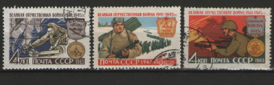 URSS 1963 - ww2, serie stampilata foto