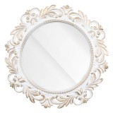 Oglindă de perete cu cadru din plastic, finisaj periat, alb și auriu, 47 cm, CMCLASS