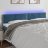 VidaXL Tăblie de pat cu LED, albastru &icirc;nchis, 160x5x78/88 cm, catifea 3121530