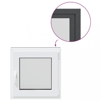 Fereastra de subsol 60x60 cm Rabatabil DIN dreapta Antracit foto