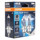 Bec halogen Osram H4 12V 100/90W P43t Cool Blue Boost 5500K, lumina albastra intensa, pana la 50% mai multa lumina, pentru utilizare off-road, 2 buc