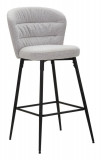 Set 2 scaune de bar, Losanna, Mauro Ferretti, 52 x 59 x 108 cm, placaj/metal/textil, gri/negru