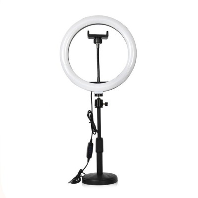 Lampa circulara LED, ring light 26 cm, cap bila 360 grade, trepied cu talpa si filet universal 1 4 inclus foto