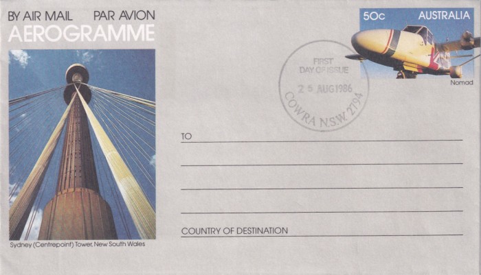 FILATELIE TEMATICA - PLIC AUSTRALIA TEMATICA AVION AVIOANE AVIATIE AIRMAIL AEROGRAM