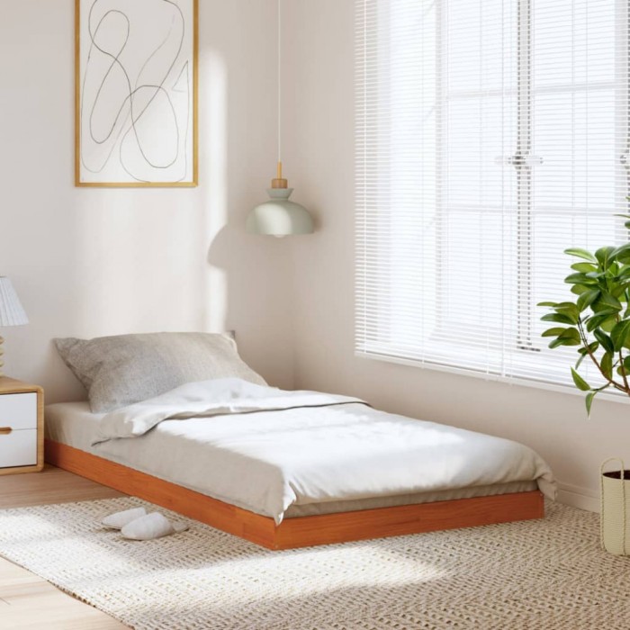 vidaXL Cadru de pat, maro ceruit, 90x200 cm, lemn masiv de pin 847153