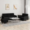 Gossi set de canapele cu perne, 3 piese, negru, textil