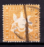 Cumpara ieftin ✅ (S45) Germania veche - Wurttemberg 1860 " Stema " , 3 Kr Michel nr. 17x dantelat , stampilat