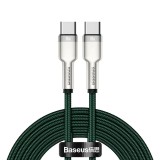 Cablu alimentare si date Baseus Cafule Metal Fast Charging USB Type-C - USB Type-C 100W braided 2m verde CATJK-D06