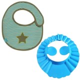 Baveta din Bumbac, pentru Copii, Impermeabila, Model Stea si Sapca Reglabila cu cozoroc si protectie urechi pentru copii 0 &ndash; 6 A