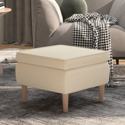 vidaXL Scaun cu picioare din lemn, crem, material textil foto