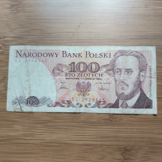 Bancnota Polonia 100 Zloti anul 1986
