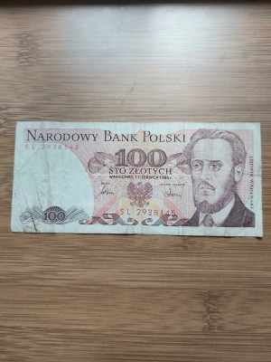 Bancnota Polonia 100 Zloti anul 1986 foto
